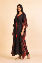 The Kaftan Company Kaftan Black Printed Sheer Georgette Kaftan