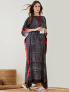 The Kaftan Company Kaftan Black & Red Block Printed Kaftan