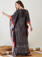 The Kaftan Company Kaftan Black & Red Block Printed Kaftan