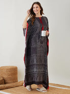 The Kaftan Company Kaftan Black & Red Block Printed Kaftan