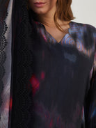 The Kaftan Company Kaftan Black Tie-Dye Spiral Digital Printed Kaftan