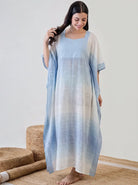 The Kaftan Company Kaftan Blue Floral Cotton Ombre Kaftan