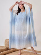 The Kaftan Company Kaftan Blue Floral Cotton Ombre Kaftan