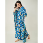 The Kaftan Company Kaftan Blue Floral Printed Kaftan