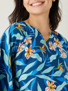 The Kaftan Company Kaftan Blue Floral Printed Kaftan