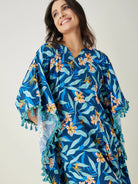 The Kaftan Company Kaftan Blue Floral Printed Kaftan