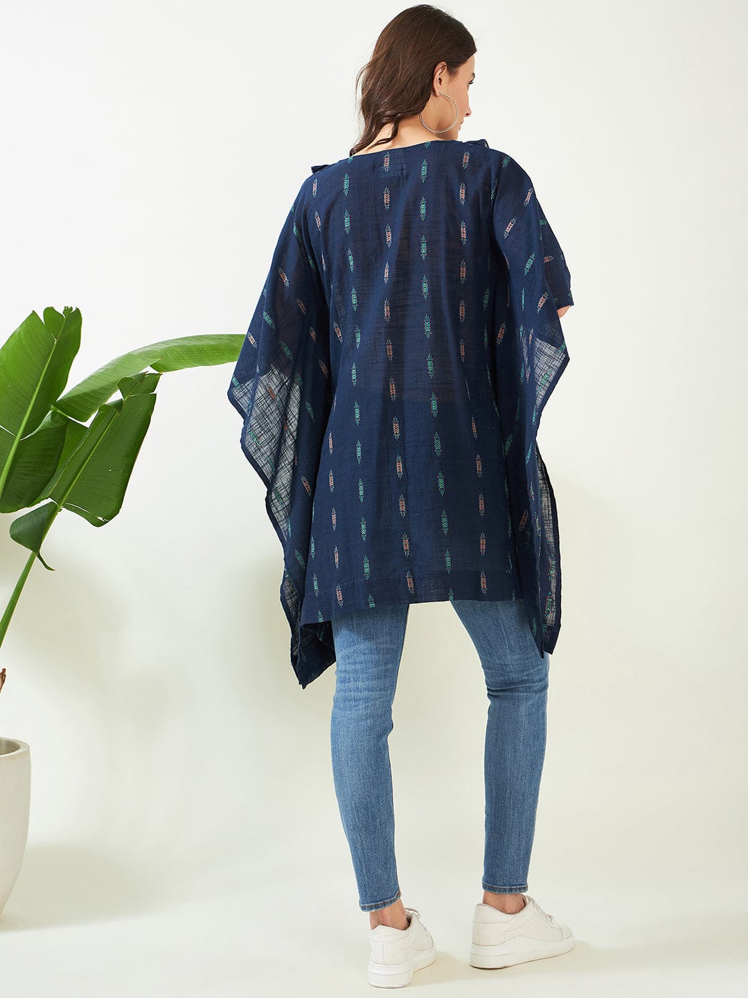 The Kaftan Company Kaftan Blue Handloom Cotton Maternity Kaftan