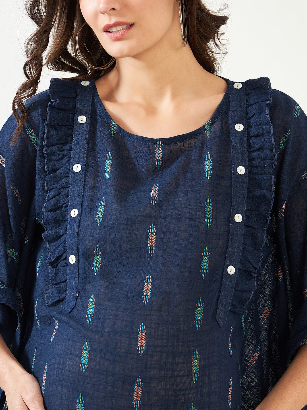 The Kaftan Company Kaftan Blue Handloom Cotton Maternity Kaftan