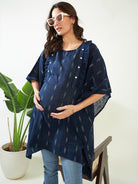 The Kaftan Company Kaftan Blue Handloom Cotton Maternity Kaftan