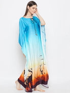The Kaftan Company Kaftan BLUE OMBREY LOUNGEWEAR KAFTAN - (Clearance - Final Sale)