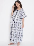 The Kaftan Company Kaftan Blue Paisley Batik Hand Block Maternity Kaftan - (Clearance - Final Sale)