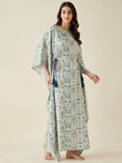 The Kaftan Company Kaftan Botanical Stripe Print Maxi Kaftan
