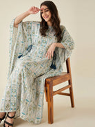 The Kaftan Company Kaftan Botanical Stripe Print Maxi Kaftan