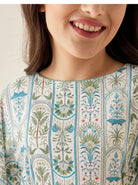 The Kaftan Company Kaftan Botanical Stripe Print Maxi Kaftan