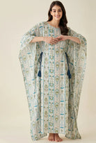 The Kaftan Company Kaftan Botanical Stripe Print Maxi Kaftan
