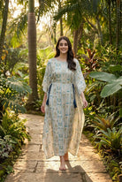 The Kaftan Company Kaftan Botanical Stripe Print Maxi Kaftan