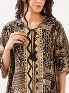 The Kaftan Company Kaftan Brown & Beige Tribal Print Cotton Kaftan