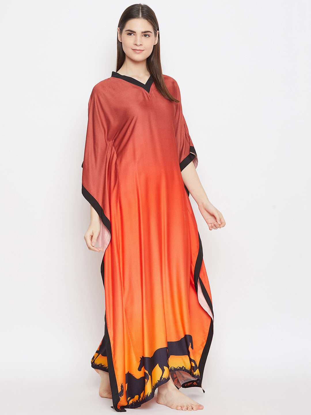 The Kaftan Company Kaftan BROWN OMBREY LOUNGEWEAR KAFTAN