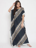 The Kaftan Company Kaftan Charcoal Diagonal Stripe Kaftan with Pockets