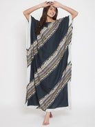 The Kaftan Company Kaftan Charcoal Diagonal Stripe Kaftan with Pockets