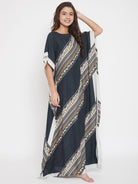 The Kaftan Company Kaftan Charcoal Diagonal Stripe Kaftan with Pockets