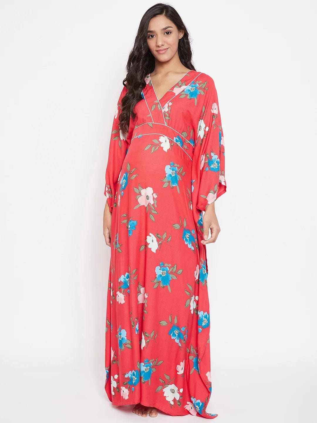 The Kaftan Company Kaftan CORAL FLORAL KIMONO MATERNITY KAFTAN