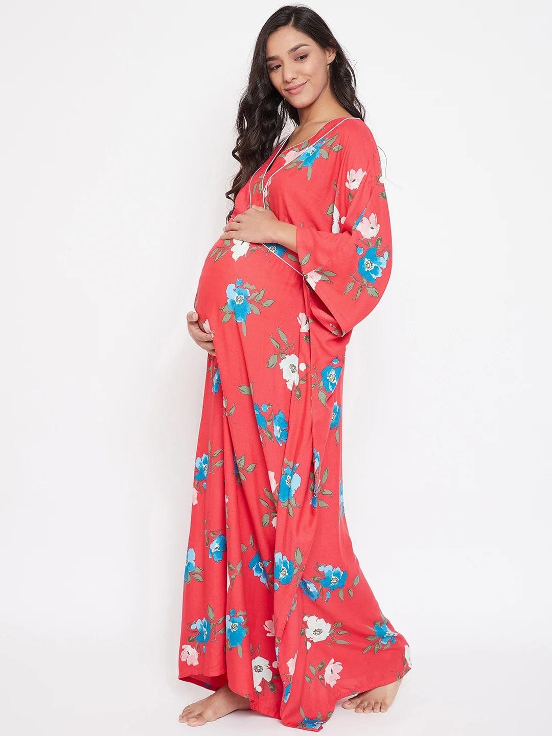 The Kaftan Company Kaftan CORAL FLORAL KIMONO MATERNITY KAFTAN
