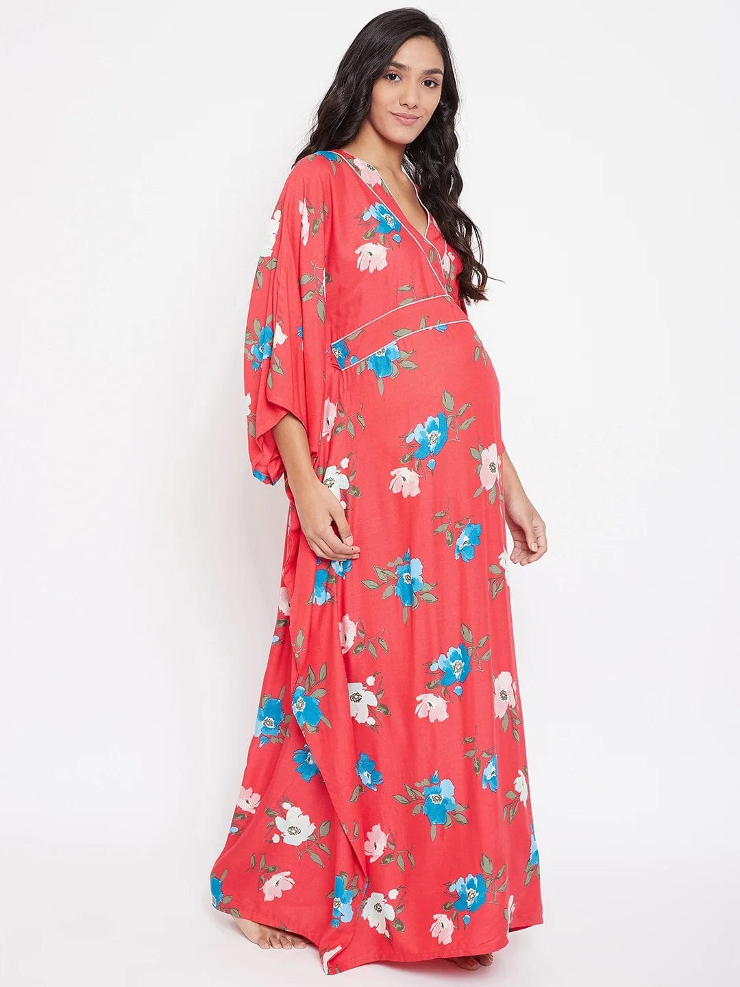 The Kaftan Company Kaftan CORAL FLORAL KIMONO MATERNITY KAFTAN