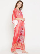 The Kaftan Company Kaftan Coral pink printed nightdress - (Clearance - Final Sale)