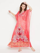 The Kaftan Company Kaftan Coral pink printed nightdress - (Clearance - Final Sale)