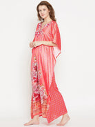 The Kaftan Company Kaftan Coral pink printed nightdress - (Clearance - Final Sale)