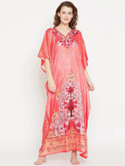 The Kaftan Company Kaftan Coral pink printed nightdress - (Clearance - Final Sale)