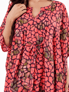 The Kaftan Company Kaftan Coral Printed Cotton Kaftan with Drawstring Waist