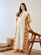 The Kaftan Company Kaftan Cream Maternity and Nursing Kaftan with Paisley Side Panels