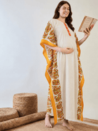 The Kaftan Company Kaftan Cream Maternity and Nursing Kaftan with Paisley Side Panels