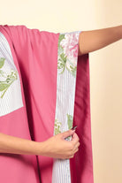 The Kaftan Company Kaftan Dark Pink Modal Kaftan Nightdress with Striped Floral Yoke and Trim