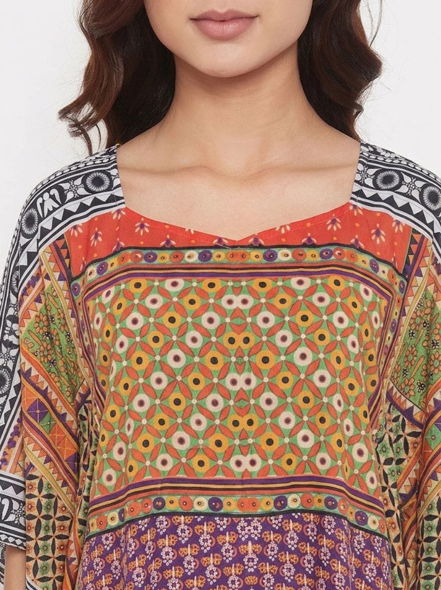 The Kaftan Company Kaftan Ethnic Patchwork Print Maxi Kaftan