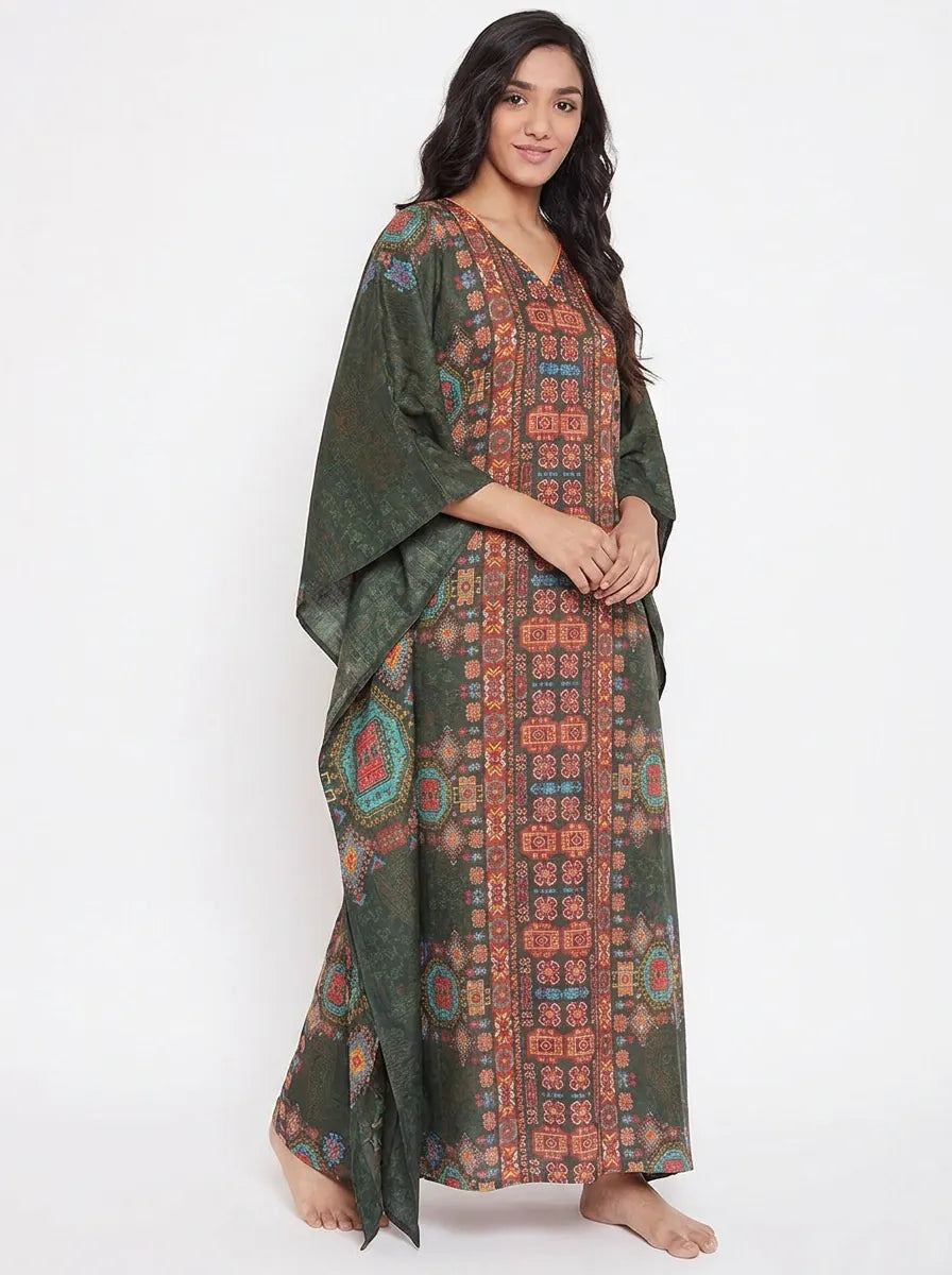 The Kaftan Company Kaftan Ethnic Tribal Print Maxi Kaftan