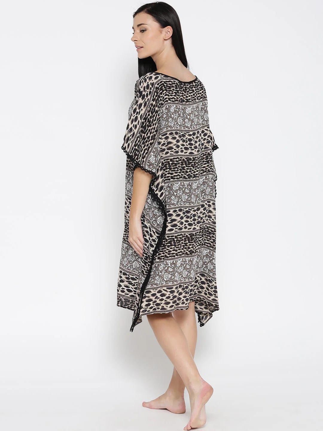 The Kaftan Company Kaftan Floral And Animal Print Loungewear Kaftan - (Clearance - Final Sale)