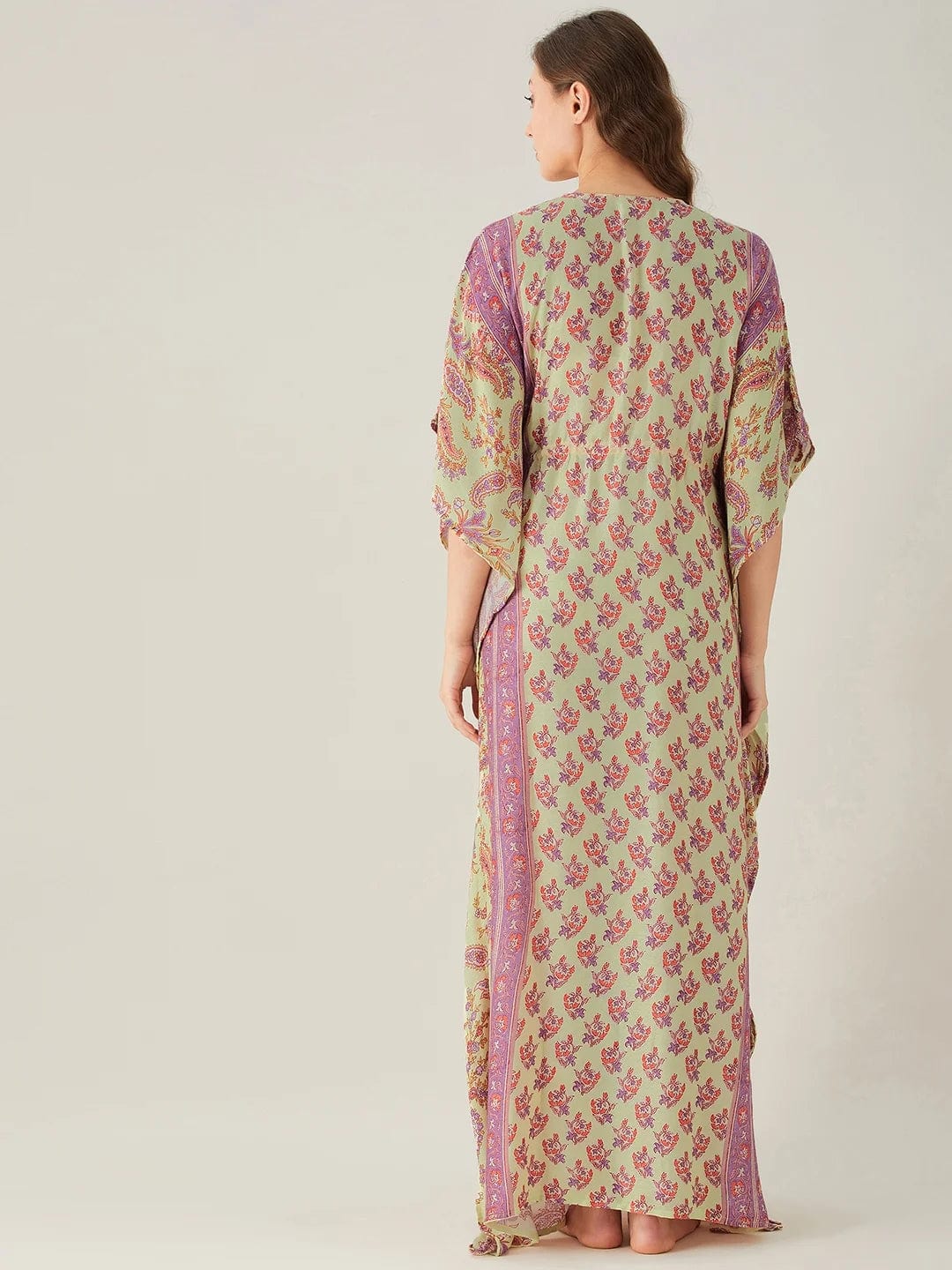 The Kaftan Company Kaftan Floral Block and Border Maternity and Feeding Kaftan