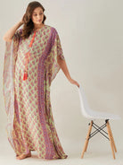 The Kaftan Company Kaftan Floral Block and Border Maternity and Feeding Kaftan