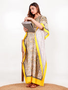 The Kaftan Company Kaftan Floral Borders Maxi Kaftan with Pockets