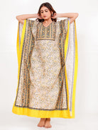 The Kaftan Company Kaftan Floral Borders Maxi Kaftan with Pockets