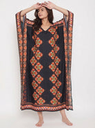 The Kaftan Company Kaftan Floral Geometric Print Maxi Kaftan