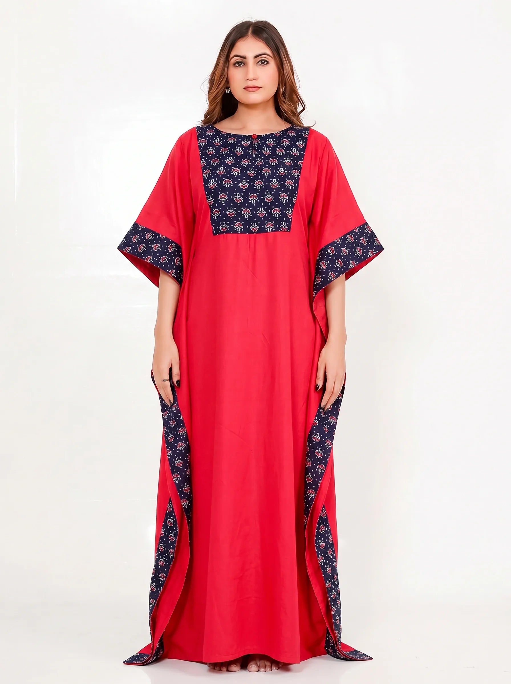 The Kaftan Company Kaftan Floral Print Panel Maxi Kaftan