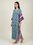 The Kaftan Company Kaftan Geometric Printed Viscose Kaftan with Frill Sleeves