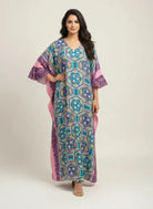 The Kaftan Company Kaftan Geometric Printed Viscose Kaftan with Frill Sleeves