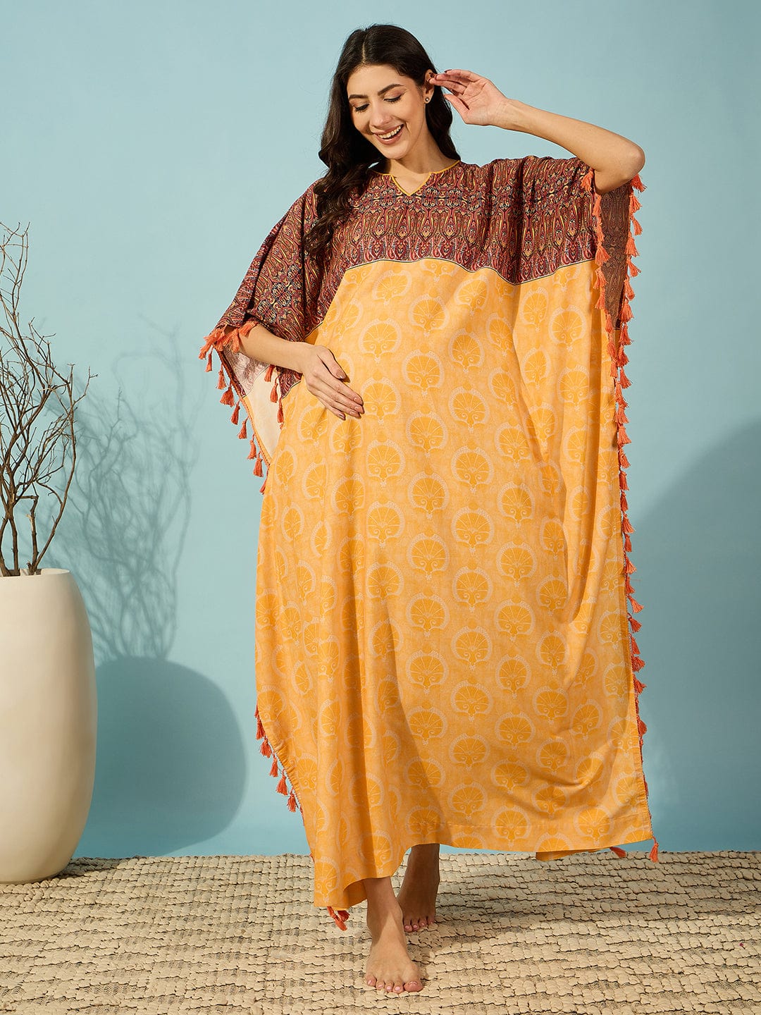 The Kaftan Company Kaftan Golden Bloom Maternity Kaftan