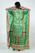 The Kaftan Company Kaftan Green Ethnic Printed Satin Nightwear Kaftan with Pockets