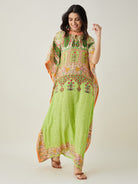 The Kaftan Company Kaftan Green peach Serenade Printed Kaftan